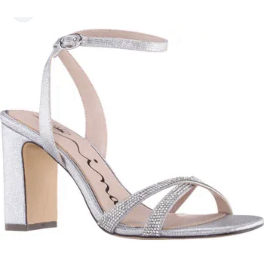 Nina Women's Silver‎ Dress Shoes, Size Us 6 Rhinestone Sparkle Heel Disco Prom